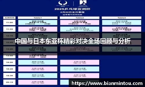 中国与日本东亚杯精彩对决全场回顾与分析